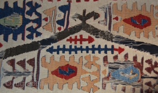 Two Konya/Aksaray kilim fragments. Cm 31x72/32x63. 2nd half 19th c. Great colors. Get one or both. Not expensive.               