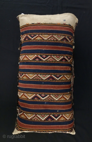 Bergama Kilaz cuval or storage bag.
Western Anatolia, Bergama region, Yuntdag village area.
Kilaz tribal group, Karayagci sub tribe weave.
Size is cm 50x100 ca.
Datable late 19th century.
Awesome natural saturated colors, great indigo blue and  ...