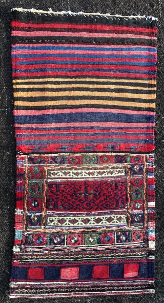 Khorjin bag. Cm 40x40, open 40x80. Early 20th c. Really weird and unusual bag. Might be Kurdish or Baluchi, or?! Not expensive. Have time? Have a look at my other posts: http://rugrabbit.com/profile/580
 