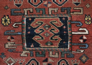 Kozak rug from Bergama area, Western Anatolia. Size is cm 97x137. Early 20th century, so, about 100 years old if not more. Low pile, one old, clearly visible restoration. Interesting pattern, great  ...