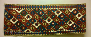 1001 Star Shahsavan Sumack mafrash long panel. Cm 40x110 ca. Wonderful pattern with the ceiling of every Nomad: the sky filled with stars. Lovely natural saturated colors: yellow, green, blue, madder red,  ...