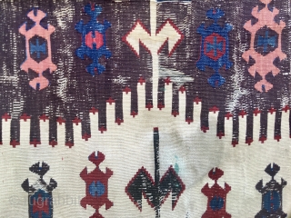 Karakecili kilim fragment.
Western Anatolia.
It "smells" of Turkmen descent....
Cm 80x83
Datable 3rd/4th q of 19th century
Yes, u r right, it needs washing.
Email carlokocman@gmail.com 
See all of my "babies" please: https://rugrabbit.com/profile/580

     