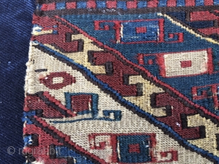 Azerbaijan, Baku, Khyzy village. Set of sumack khorjin bag faces or mafrash end panels. Lovely pattern, fantastic saturated colors, incredibly fine weave. Cm 30x40 ca each. Very rare twins. Collector's, museum tribal  ...