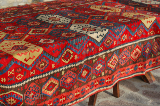 Top Kars long Kilim, Eastern Anatolia, cm 155x410, 2nd half 19th century, great colors, great condition, few old minor restorations, rare, collection piece. - For ref see "KIlims" by Yanni Petsopoulos, page  ...