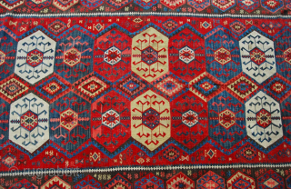 Top Kars long Kilim, Eastern Anatolia, cm 155x410, 2nd half 19th century, great colors, great condition, few old minor restorations, rare, collection piece. - For ref see "KIlims" by Yanni Petsopoulos, page  ...