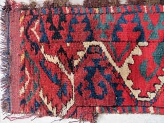 One more fantastic color "Salorish" Ersari main rug fragment. Size is cm 35x180. Early 19th c.                 