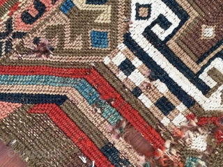 Anatolian cuval or storage bag. Cm 110x120 ca. 1880sh. Coarse wool, fine weave. Battered, wrecked but beautiful, antique, colorful, great! Reasonably priced.           