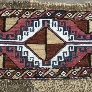 Anatolian cuval or storage bag. Sumack center part. Cm 50x95 ca. 1880/1890. Great pattern with eight hooked medallions. Lovely colors. Not exp.           