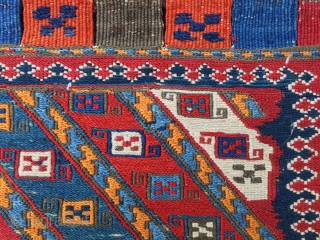 Shahsavan sumack twin khorjin bag faces. Cm 53/53 and 54/54. Age: 100 to 110 years imho. Great pattern. Lovely colors. As usual at this age orange might not be natural. Difficult to  ...