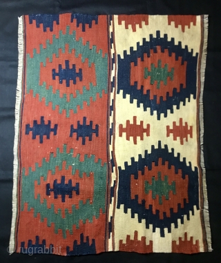 Tribal art? Contemporary art? Modern art?
See by yourself this wonderful Shahsavan flat weave mafrash long panel.
Size is cm 75x95. Age is most probably end of 19th century. Colors are deeply saturated natural  ...