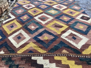 Top Maimana kilim named Diamond Maimana. Cm 215x335. End 19th century to early 20th c., but frankly I think it's older than that. Pattern filled with fantastic colorful diamonds. Colors are incredibly  ...