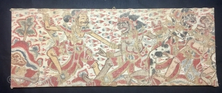 Ramayana ink sketched and color painted panel in Bali, Indonesia. Size is 
cm 26x68. Created in the 1920s or so. Mounted on a wooden frame. 
Ramayana is one of the two main  ...