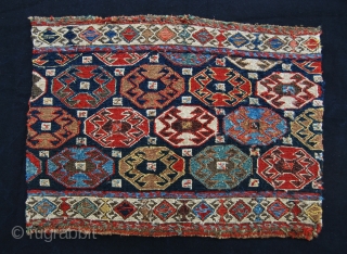 Beautiful, colorful Shahsavan reverse sumack mafrash end panel. Cm 41x55 ca. Datable 1870/1890. In very good condition. Gorgeous dyes,  and also a small fuchsine spot that somehow confirms the dating. Lovely  ...