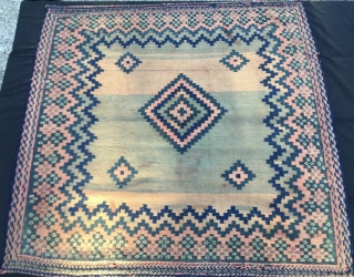 Afshar sofra at cost price. Cm 120x125 ca. Probably early 20th c. Great weaving.  Condition issues: a couple of stains, it needs more washing. Was 360€, now € 180 plus ups  ...