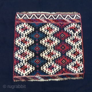 Sinanli tribal group. Malatya area. Eastern Anatolia. Turkey. Big khorjin or saddle bag face. Cm 73x73. End 19th/early 20th century. Highlights: great graphics, fantastic colors, like a wonderful, deeply saturated cochineal, a  ...