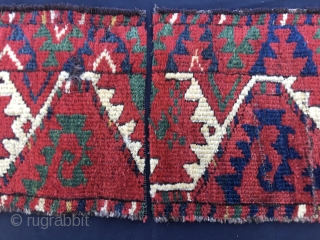 Two great Beshir rug fragments. Size is cm 31x85 & 31x95. Second half of 19th century. High pile, great silky wool, fantastic colors: 2 greens, 2/3 reds, 2/3 blues, a super yellow.  ...