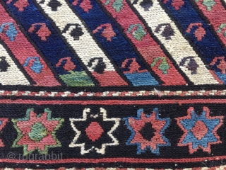 Stars & Stripes & Colors. Shahsavan beautiful sumack bag face. Cm 46x46 ca. Early 20th century if not before. Great pattern with stars in the wide border and diagonal m   