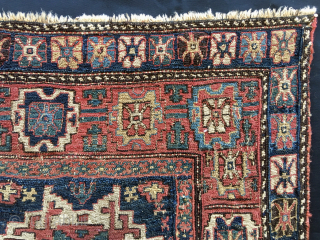 Top Shahsavan Lesghi Star❤️ Sumack bag face 
Cm 52x54. Mid 19th century. 
Rich, primitive weaving, beautiful saturated natural dyes. 
In good condition, no restorations, no holes, no painting. 
Already part of different  ...