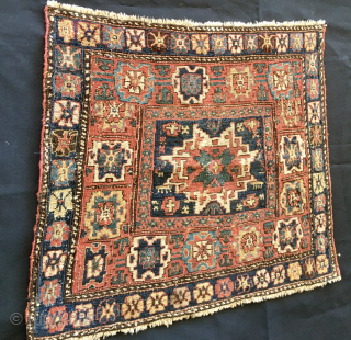 Top Shahsavan Lesghi Star❤️ Sumack bag face 
Cm 52x54. Mid 19th century. 
Rich, primitive weaving, beautiful saturated natural dyes. 
In good condition, no restorations, no holes, no painting. 
Already part of different  ...