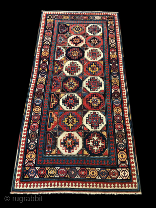 Antique Shahsavan Mogan (or Moghan) Savalan pile rug from Southern Caucasus

Size is cm 115x240 or ft 3.7x7.8  
1840/1860 ca, one of the oldest such rugs from this area. 
The pattern has  ...