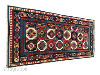 Antique Shahsavan Mogan (or Moghan) Savalan pile rug from Southern Caucasus

Size is cm 115x240 or ft 3.7x7.8  
1840/1860 ca, one of the oldest such rugs from this area. 
The pattern has  ...