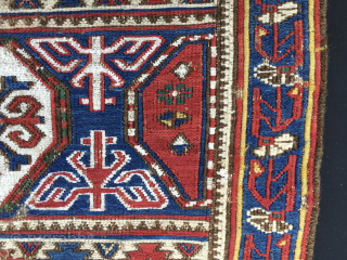 This is a top ❤️Khyzy, north of Baku, Azerbaijan, sumack main panel.
Size is unusually big for such a wonder: cm 67x108.
Datable mid 19th century.
Really beautiful and extremely rare. 
The pattern is incredibly  ...