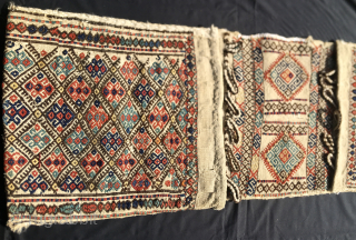 Armenia, Zangadzor region, the southernmost part of Armenia, border with Iran." Thanks to asolo_kilim_gallery who found it out. 
Beautiful heybe or saddle bag. 
Size is cm 44x122 
Approx age is end 19th,  ...