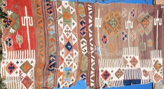 Konya Kilim Fragment. Cm 65x140. Second half 19th century. Wool & cotton. Lots of lovely colors. Pls see more pics on my fb page: https://www.facebook.com/media/set/?set=a.10153061594504258.1073741999.358259864257&type=1
        