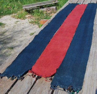 Nagaland. Burma/Myanmar. 
Naga loin cloth/shawl? made of three long stripes embellished with beetle elytra wings on the ends. 
Cm 46x185 ca. 
Indigo, madder. 
In many instances, there is a connection between one’s  ...