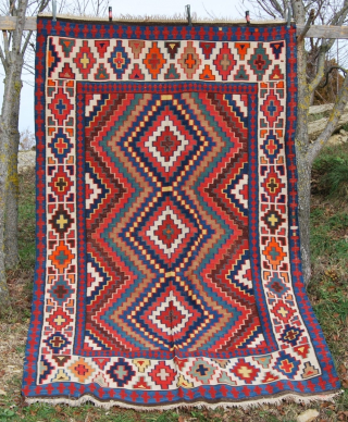 Antique Caucasian Kilim.
Size is cm 200x320
Wonderful natural colors
In great condition
No stains, no holes, no restorations, really a great piece of tribal art, a super piece, as beautiful as rare and collectable
Part of  ...