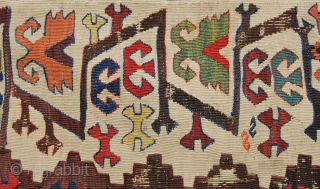 Aksaray, Central Anatolia, kilim strip. Cm 88x380, a biggie. Antique, beautiful, charming, great pattern, tens of lovely natural dyes. In good condition, with minor oxidized areas. No restorations, no penciling. For more  ...