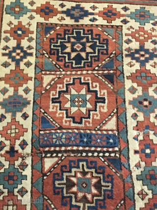 Antique Kazak Rug Circa 1880 need same work 
size is 3x6 (91.cm x 182.cm) 
Price $650.00                 