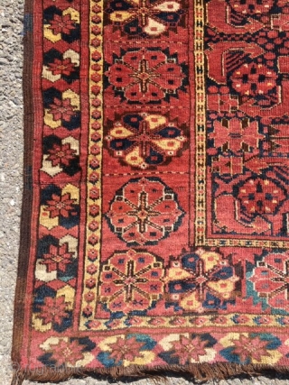 Turkman Bashir Rug Circa 1890 in nice conditions size is 4.8 x 7.6 (140X231)CM
one corner has small repair .              