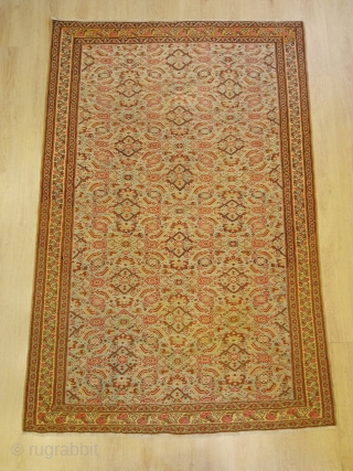4'3" x 6'6" / 130 cm x 200 cm An Antique persian Senneh Kilim finely woven by Kurds who live in or around the town of Senneh in western Iran, at the  ...