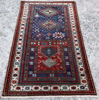 unusual karabagh prayer rug from Late 19th C. 
                        