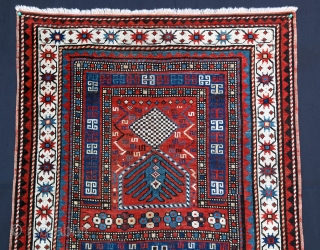 unusual karabagh prayer rug from Late 19th C. 
                        