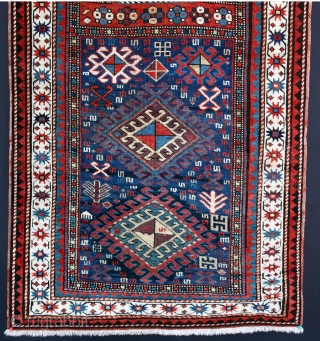 unusual karabagh prayer rug from Late 19th C. 
                        