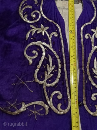 late 19th century western anatolia velvet cepken.
woven with silver thread.                       