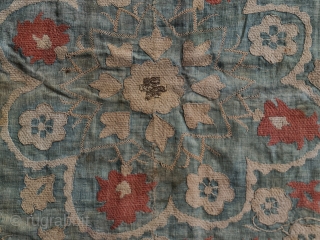 Antique turkish embroidered textile fragment
size=78x60 cm                           