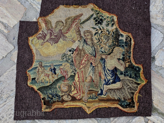 Antique French tapestry fragment
probably 17th century
.sewn into fabric.
Size:72x40 cm
                        
