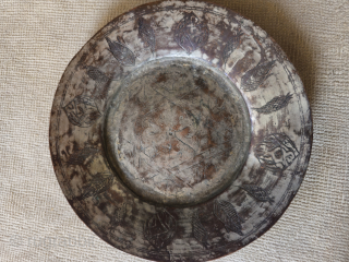 Antique copper plate. It has the seal of Solomon in the middle.
diameter 28cm                    