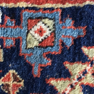 Antique Shasavan rug, 220x109cm, 1850 - 1870, glorious colours, glossy wool, exceptional border. Old repairs, cut and shut, fringes are not original, cotton warps, salmon red wefts.      