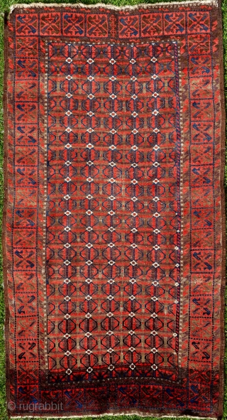 Antique Baluch, Mina Kani, 185x98cm, symmetrical knot.                          