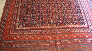 19th century Afshar ,wool on wool ,340-180 cm ,glorious colour and wool quality, the central 1 row  is seriously worn ,there are 2 small holes ,complete on all 4 sides ,does  ...