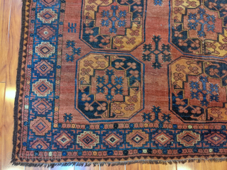 Beatiful Ersari. Natural colours. Last quarter of XIX century or maybe first quarter of XX century. Beautiful tones. Great border. Very good conditions with some barely visible, old repairs (see pics). 
Size  ...