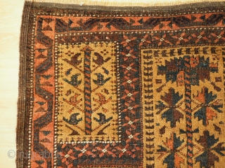 Antique Baluch camel ground prayer rug with 'tree of life' design. www.knightsantiques.co.uk 
Size: 4ft 7in x 2ft 9in (140 x 84cm). 
Circa 1900. 

The rug is beautifully drawn and has excellent colour,  ...