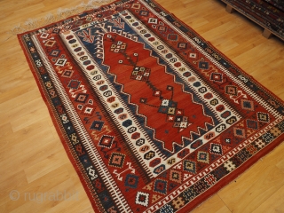 Antique Turkish kilim from the Obruk region with a classic prayer design. www.knightsantiques.co.uk 
Size: 6ft 8in x 4ft 9in (204 x 144cm). 
Circa 1900. 

The kilim has excellent colour with an clear  ...