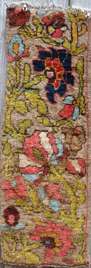 Antique wool wefted Bijar Wagireh, very small and cutesy with great wool and pretty all organic dyes. Small reweave one corner otherwise full pile. VERY friendly price! Late 19th century.   