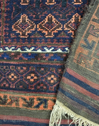 An antique Baluch prayer rug with shiny wool and good dyes in excelent condition, just  very slight local wear in one small area and some wear to one selvage. 160 x  ...