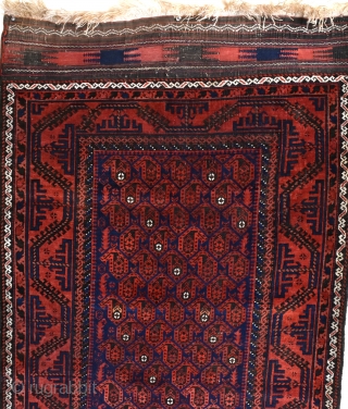 An antique Baluch rug, finely woven with good dyes. Even low pile, original kilim ends. Late 19th century. Not too expensive.            